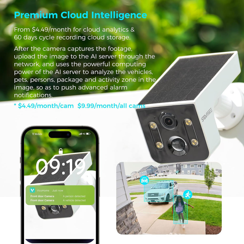 Vicohome 4CG6L Best 2K Solar Security Camera Wireless Outdoor System,No NVR Needed,Battery Powered,Easy to Setup,Motion Detection,Two Way Audio,Color Night Vision,SD Slot,180 Days Exchange Policy