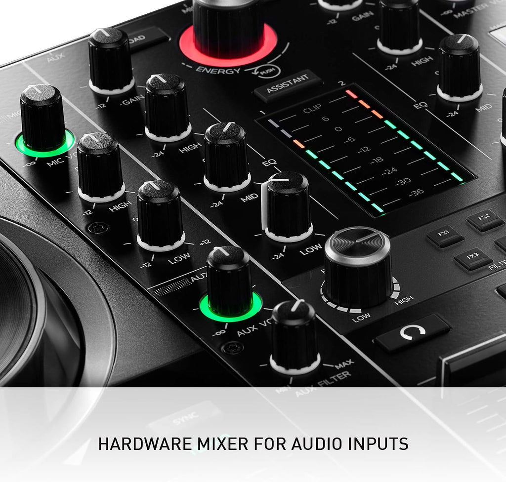 Hercules DJControl Inpulse 500 DJ Controller – Beginner DJ Set, 2-Deck USB DJ Mixer with Built-In Audio Interface, RGB Pads, Touch-Sensitive Jog Wheels