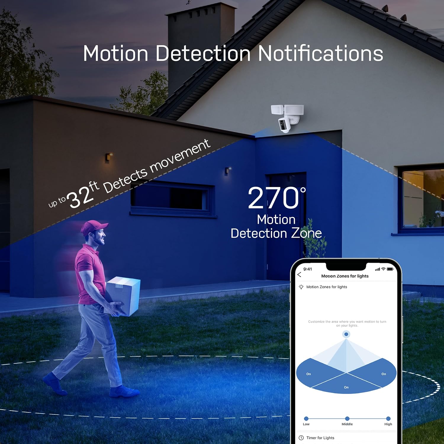 Feit Electric SEC3000/CAM/WIFI Outdoor LED Smart Security Camera with Motion Sensor, 2-Way Audio, 39-Watt Floodlight, Works with Alexa and Google Asst, Alarm, Hardwired, 128 GB Micro SD Card Storage