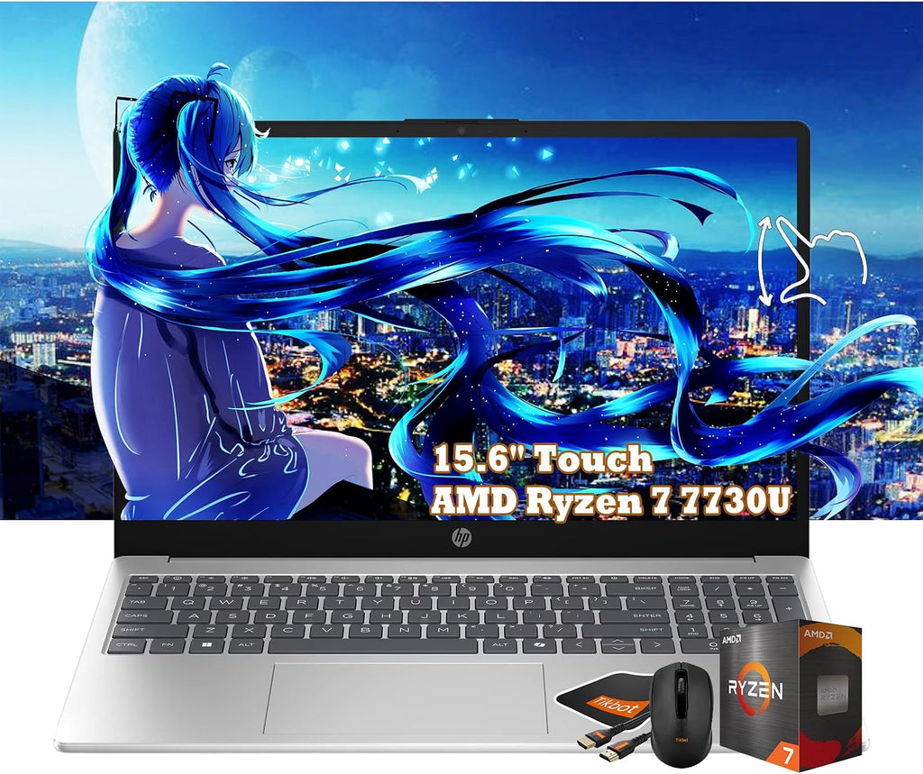 HP 15.6' Full HD Touchscreen Laptop | AMD Ryzen 7 7730U (Beats i9-10880H) | 32GB RAM | 1TB SSD | AMD Radeon Graphics | Win 11 | Fast Charge | Wi-Fi 6 | W/Accessories