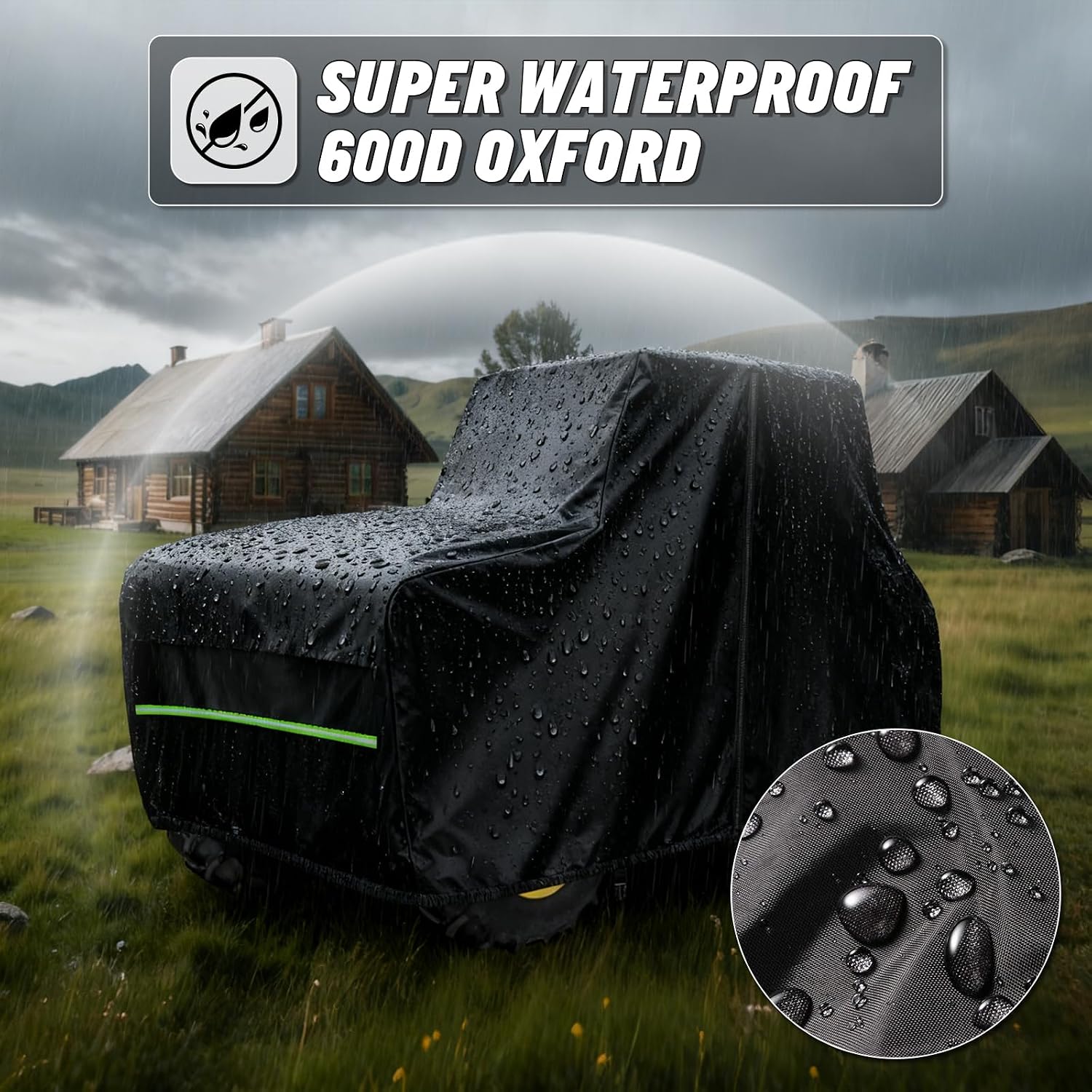 Large Tractor Cover Waterproof Heavy Duty, Fit Most Full Size Utility Tractors, 600D Oxford Tractors Cover for Snow Rain Dust Protection w/Air Vent & Reflective Strips (165'L x 87'W x 110'H)