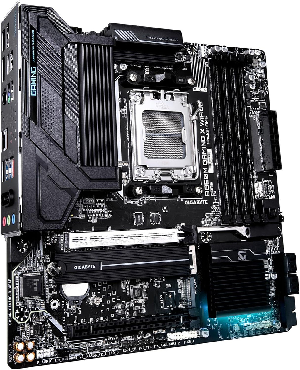 GIGABYTE B850M Gaming X WIFI6E AMD AM5 mATX Motherboard, Support AMD Ryzen 9000/8000/7000 Series, DDR5, 10+2+2 Power Phase, 2X M.2, PCIe 5.0, USB-C, WIFI6E, 2.5GbE LAN, EZ-Latch, 5-Year Warranty