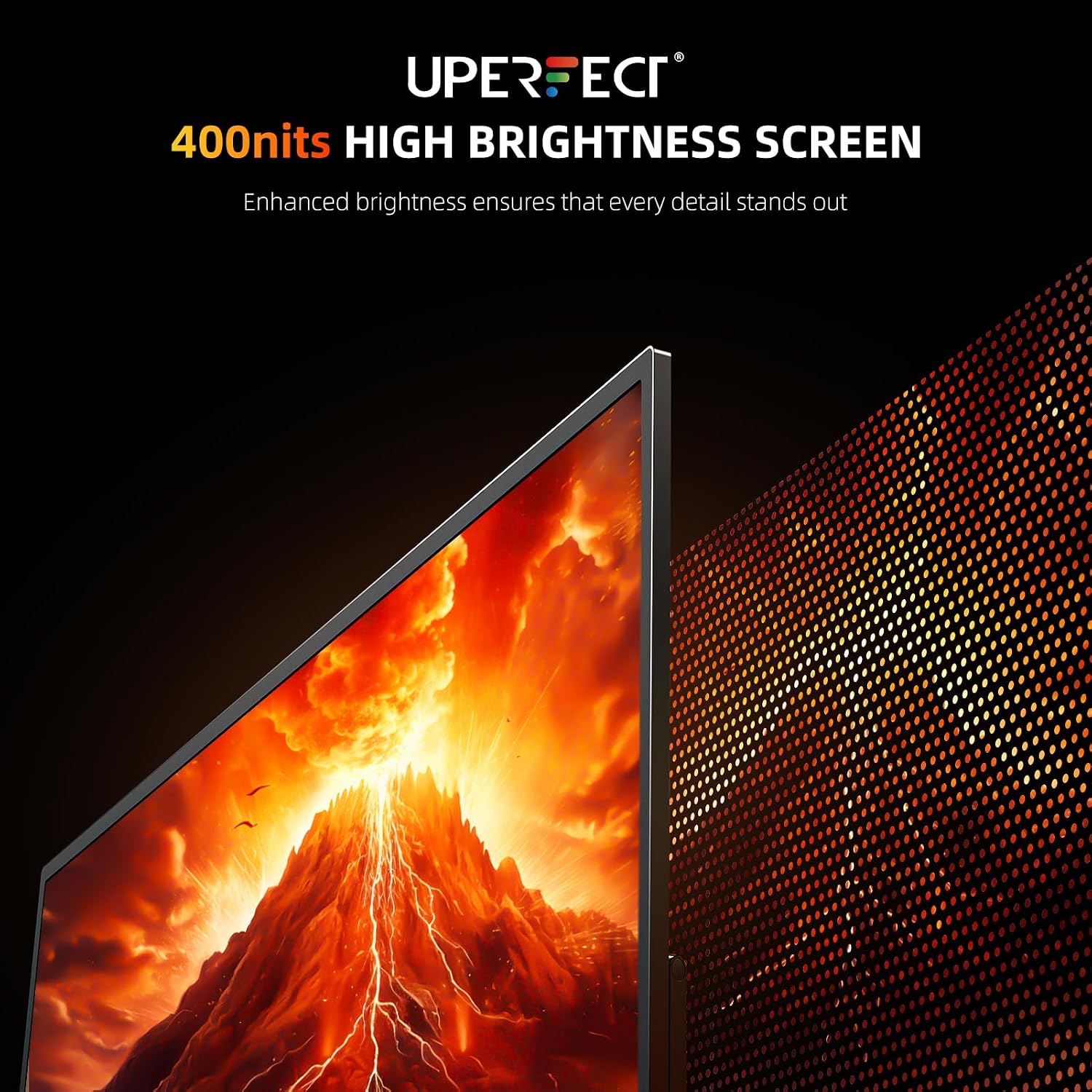UPERFECT Portable Monitor 4K 23.8' QLED| 400 Nits 24' Large Monitor | 3840 * 2160 UHD 100% DCI-P3 | 1MS FreeSync | USB-C & HDMI | VESA & Stand | Second Screen for Computer, Mini PC, Game Consoles
