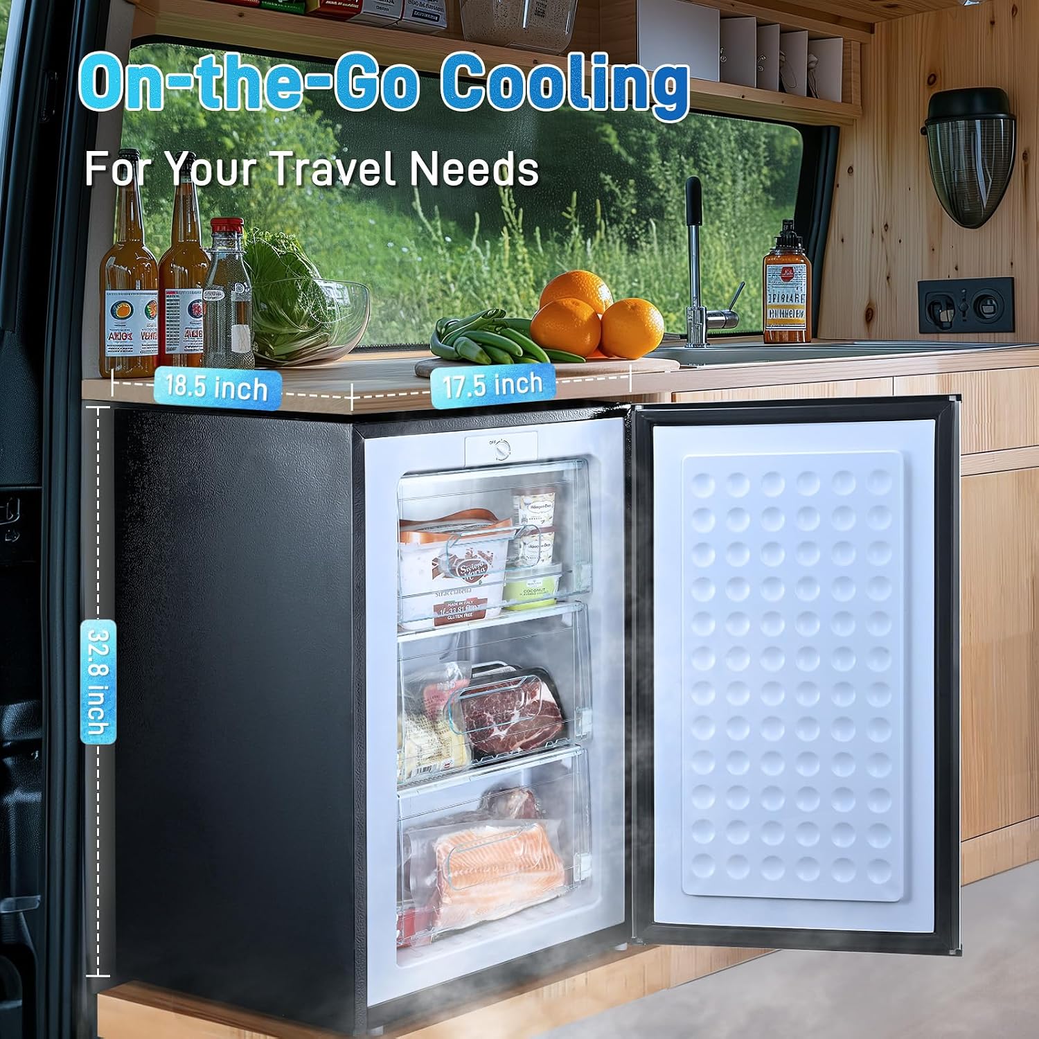 Anypro Compact Mini Upright Freezer 3 Cu.Ft with 3 Pull-down Drawer Doors and Adjustable Thermostat, Single Door Small Deep Standing Freezer Rapid Cooling for Home, Office, Dorm, Garage, Black