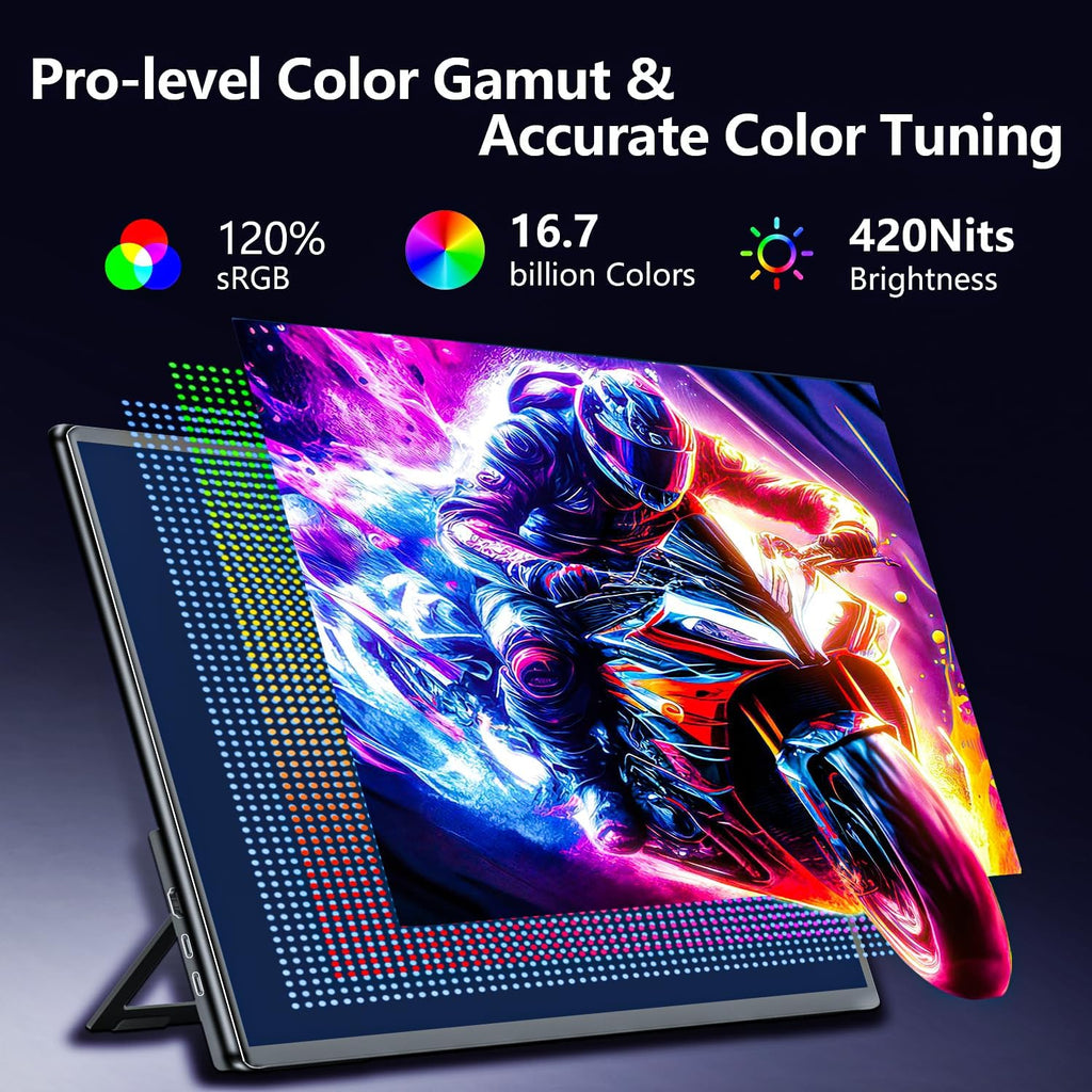 4K Large Portable Monitor 24' Travel Monitor UHD 3840*2160 120% sRGB External Second Screen for MacBook Laptop Desktop Mini PC W/Stand VESA HDMI USB-C Gaming Display for PS5/Xbox Devices(O2401) (4K)