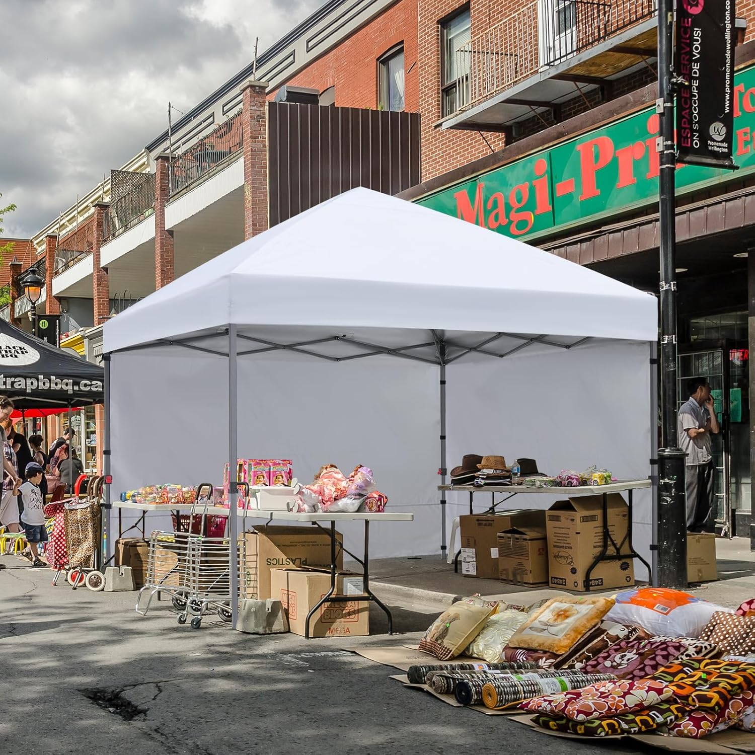 COOSHADE Pop Up Canopy Tent 8x8 with 2 Sidewalls, Outdoor Shade Instant Canopy Tents(White)