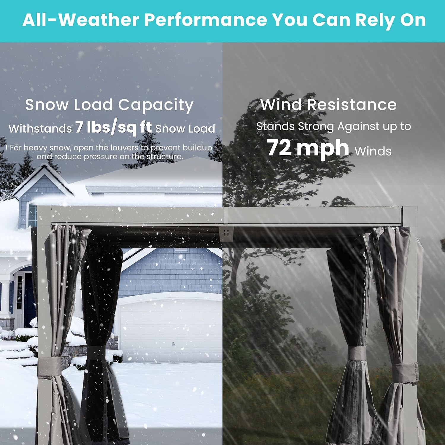 Domi Outdoor Pergola 10' x 10', Aluminum Louvered Pergola with Adjustable Louvers, Full Aluminum Frame, Built-in Gutter System, Modern Patio Gazebo for Deck Garden Patio, Gray