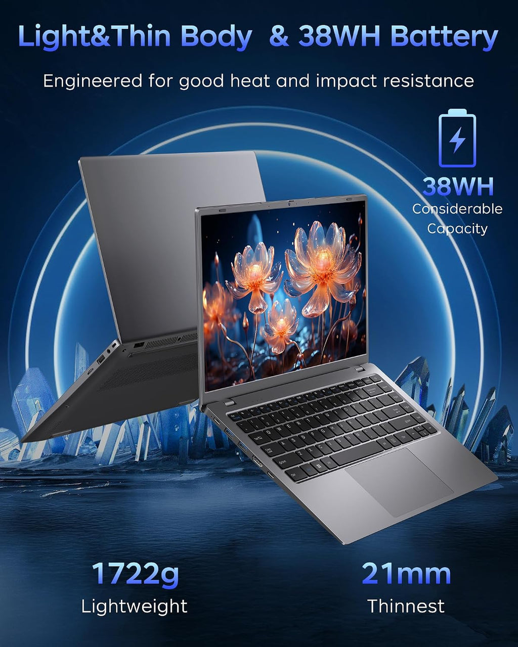 14' Laptop Computer,Pentium Gold 6500Y (Up to 3.4GHz), 32GB RAM 1TB SSD, Grey Laptops with Type-C, HDMI, USB3.2, BT5, WiFi 5, Lightweight Business Laptop