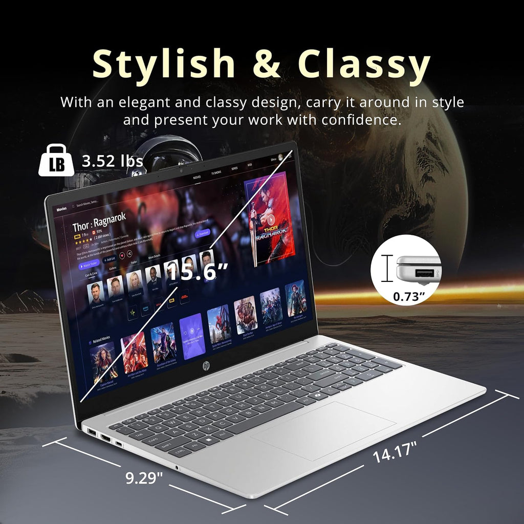HP 15.6' FHD Touchscreen Laptop, Intel i5-1334U, 16GB DDR4 RAM, 1.5TB Storage (512GB SSD+1TB Docking Station Set), Intel Graphics, Copilot AI, Num Pad, Webcam, Wi-Fi 6, Win 11, Silver
