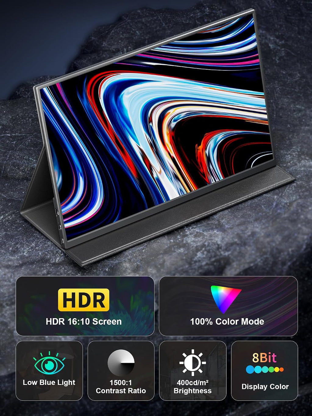 MAGICRAVEN 4K Portable Monitor, 14.5' IPS Laptop Screen, Slim Lightweight 1500:1 Dual USB C HDMI Gaming Display with Speakers, Travel Monitor for PC Phone PS5/4 Xbox Switch