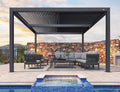PURPLE LEAF Louvered Pergola 94AS 12' x 12' Outdoor Aluminum Pergola with Adjustable Roof for Deck Backyard Garden Grey Hardtop Gazebo