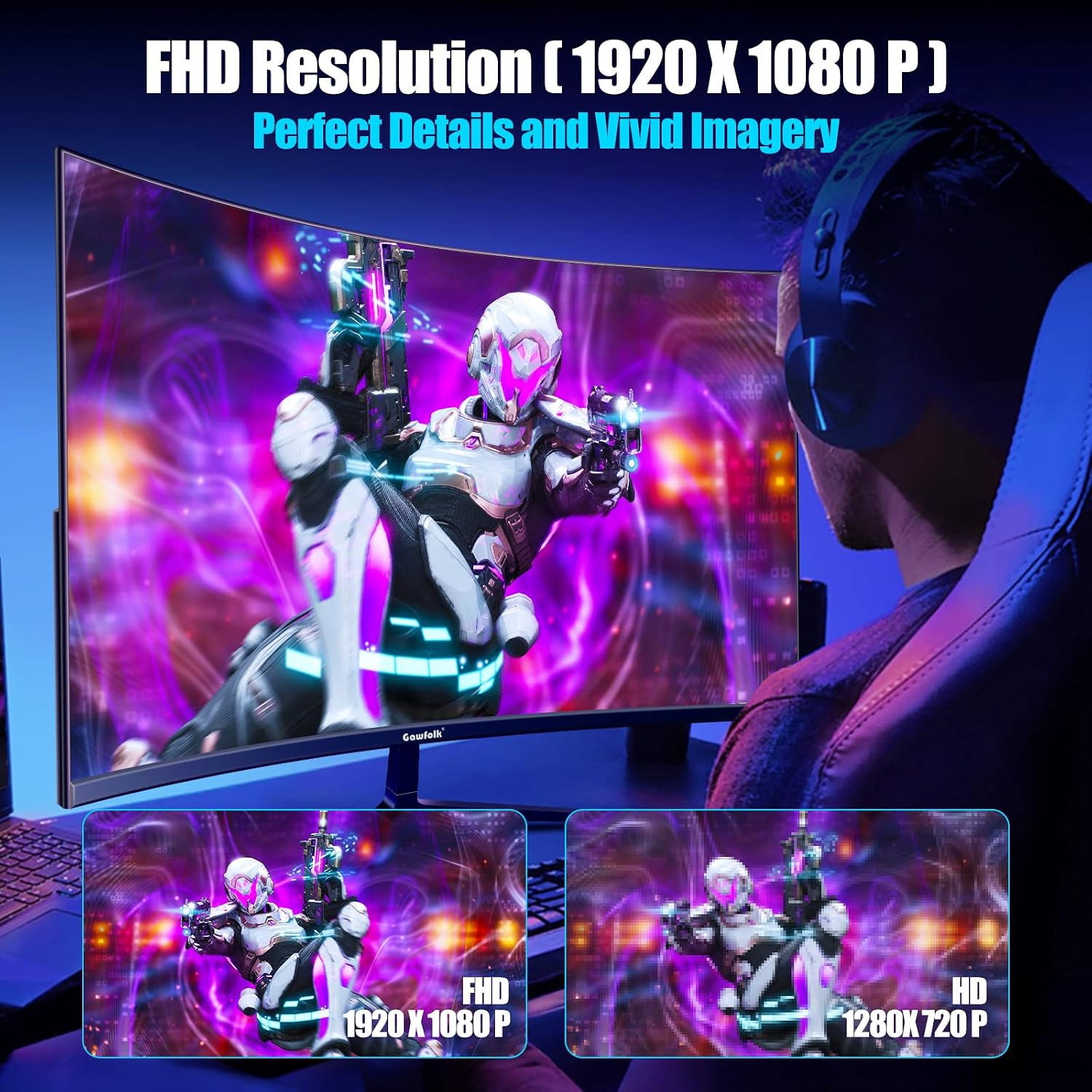 Gawfolk 27 inch Curved Gaming Monitor,144Hz/180Hz PC Monitor Full HD 1080P, Frameless 1800R Computer Display with FreeSync & Eye-Care Technology, Wall Mountable, DP, HDMI Port (Black)