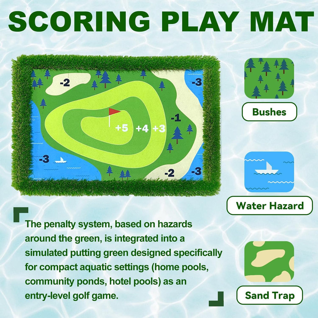 Cupohus Giant Size Stable Floating Golf Green for Pool-47'x 35' Floating Chipping Green Practice Mat, Adult Fun Backyard Water Golf Game Gift, Support Training Competition for 4 Golfers (Simple Model)
