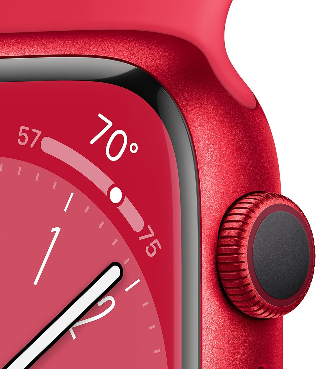 Apple Watch Series 8 [GPS, 41mm] - (Product)RED Aluminum Case with (Product)RED Sports Band, M/L (Renewed)