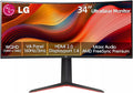 LG 34 Inch Curved Ultragear QHD(3440x1440) IPS Gaming Monitor, 160Hz, AMD FreeSync, HDR10, sRGB 99%, OnScreen Control, Multitasking and Content Creation, DisplayPort & HDMI, Tilt/Height Adjustable