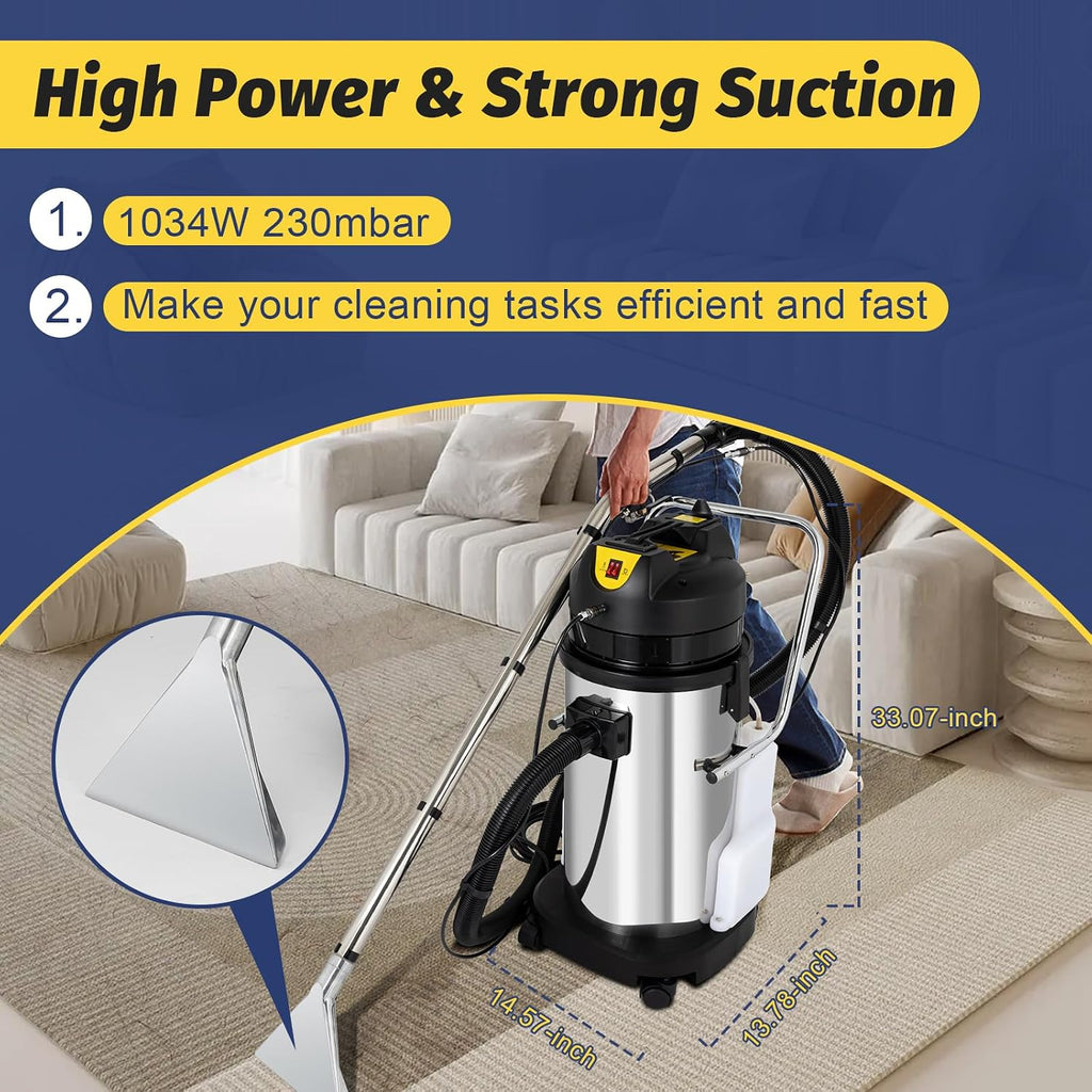 LYNICESHOP Carpet Cleaning Machine, Portable Carpet & Upholstery Spot Cleaner 3in1 Pro Vacuum Cleaner Extractor for Carpet and Upholstery (40L)