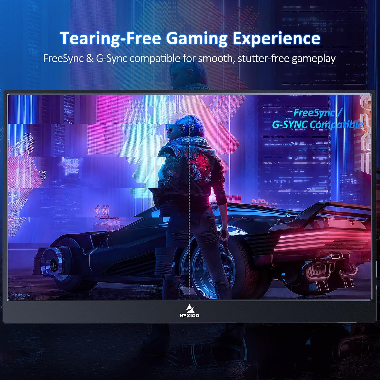 NexiGo 300Hz 17.3 Inch Portable Monitor (NG17FGQ-S), FreeSync, G-SYNC Compatible, FHD IPS Gaming Display, Dual Speakers Eye Care Screen with HDMI/Type C for Laptop PC/MAC/Console, Built-in Kickstand