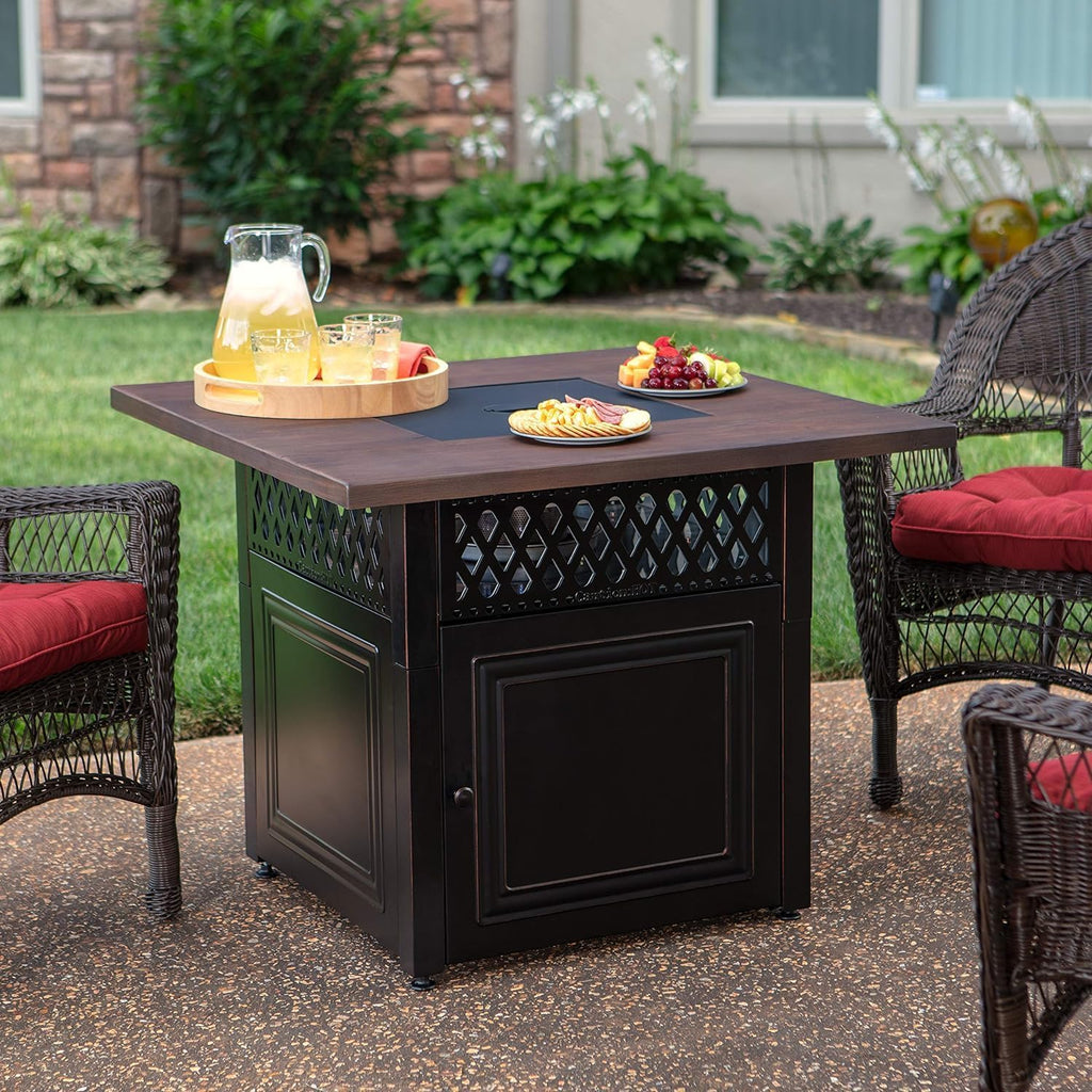 DualHeat by Endless Summer, The Donovan, 38' Square Propane Gas Outdoor Fire Pit Plus Patio Heater