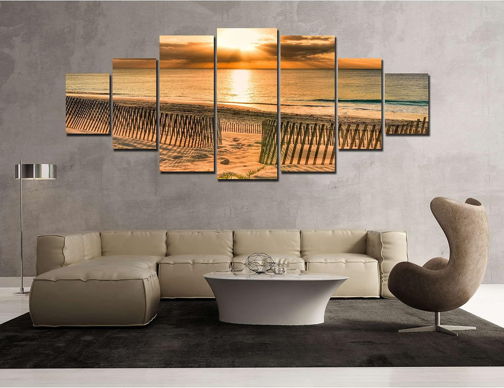 Startonight Huge Canvas Wall Art Sunset On The Shore - Large Framed Set of 7 40' x 95'