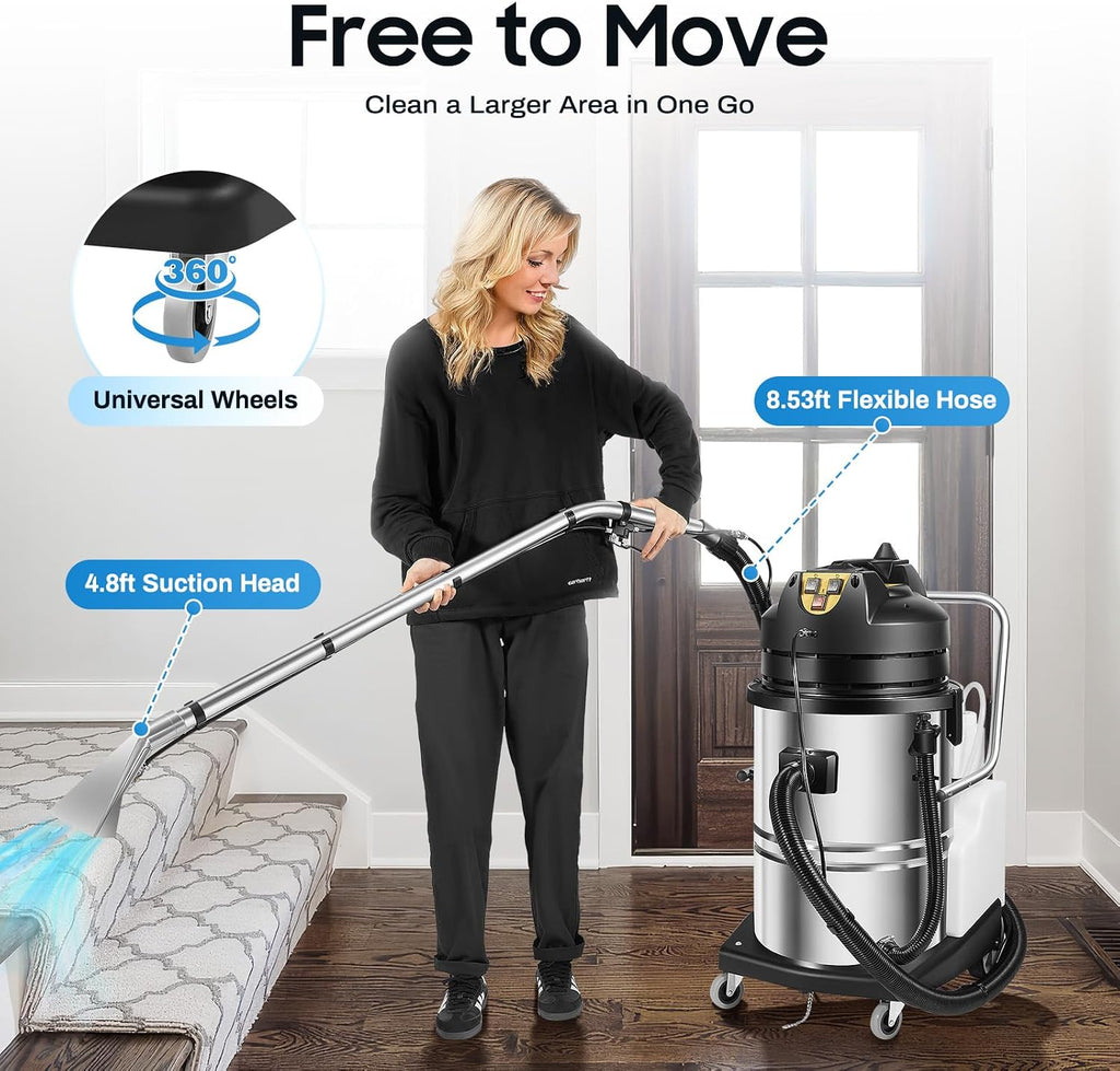 Commercial Carpet Cleaner Machine, 1000W 110V Professional 3 In1 Pro Cleaner Extractor Vacuum Cleaner Extractor Vacuum Washing Machine Portable Carpet Cleaner for Carpet Upholstery(60L)