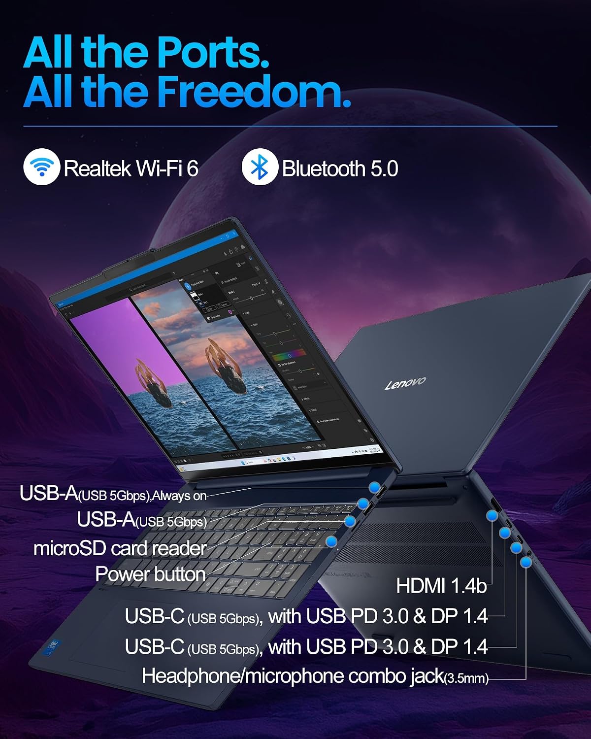 Lenovo IdeaPad Copilot+ Business Laptop - 16' FHD+ Touchscreen - Intel 10-Core 7 240H(Beat Ultra 7 255U) - Facial Login IR Cam - Backlit KB - Win 11 Pro - Redrgon Bundle (64GB DDR5 | 2TB SSD)