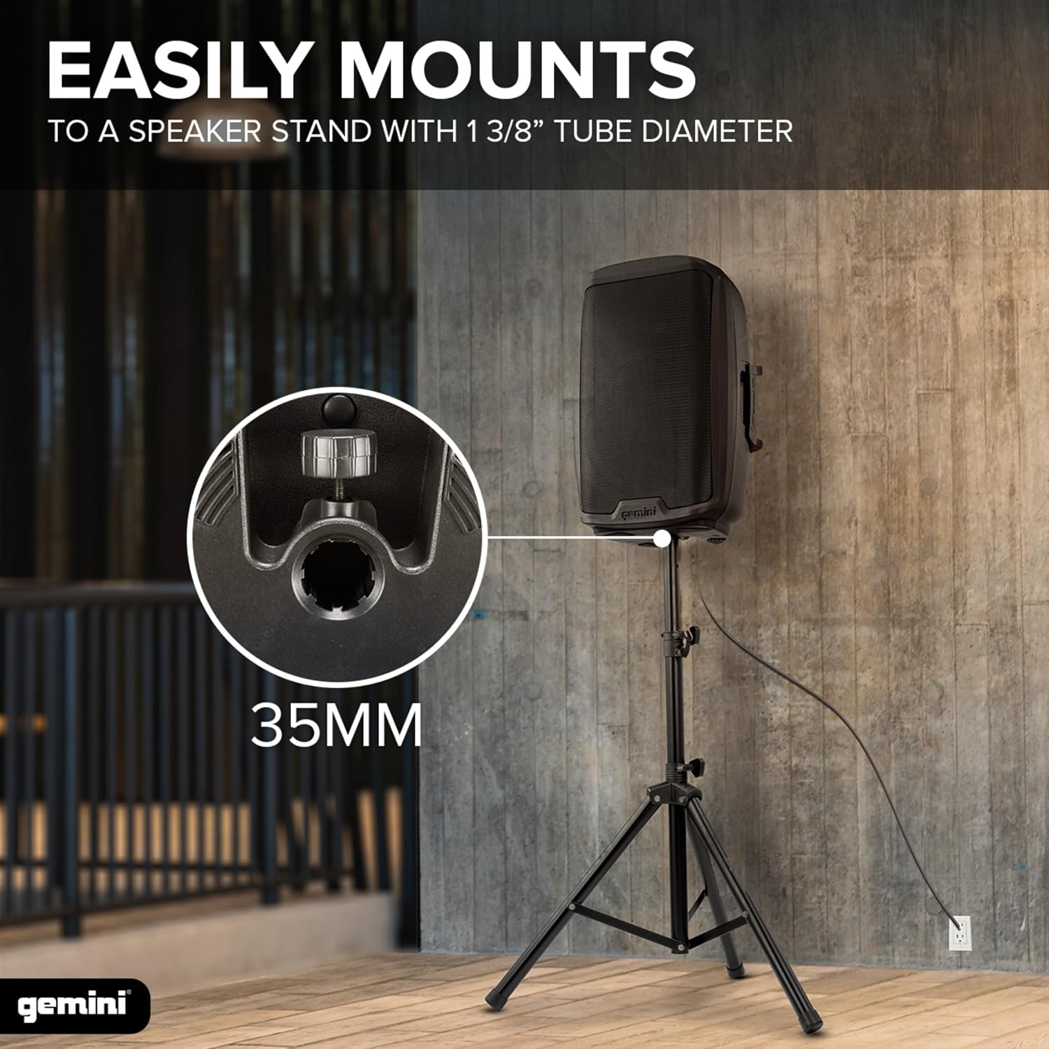 Gemini 120W Powered PA Speaker 12' – Active Stage Monitor Cabinet with XLR/Mic Inputs, EQ Control, Rugged & Portable for Small Venues, DJs & Performers (AS-2112P)