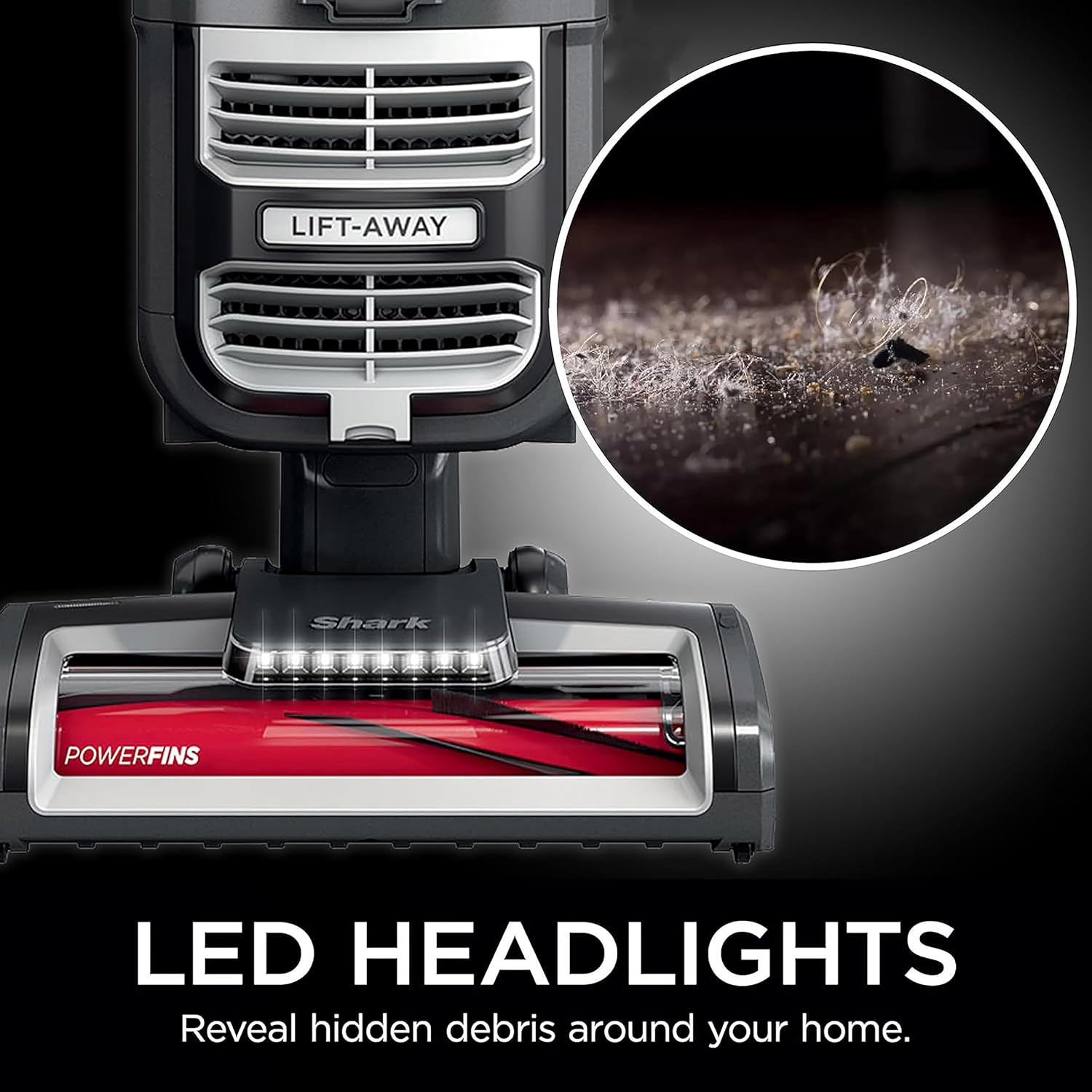 SHARK UV730 Navigator Lift-Away Upright Vacuum, PowerFins HairPro Self-Cleaning Brushroll, HEPA Filter with Anti-Allergen Technology, LED Headlights, Swivel Steering, Gray