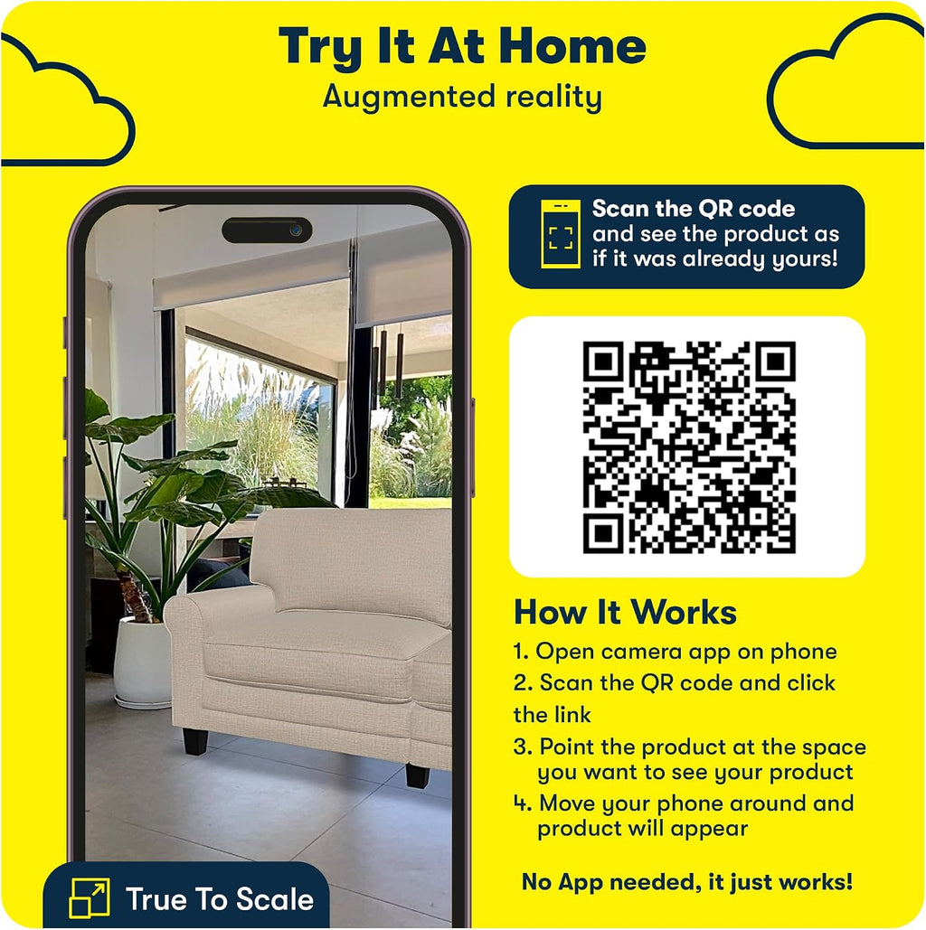 Serta Copenhagen 78' Rolled Arm Sofa, Easy Care Polyester, Soft Pillow Back, Pocket Coil Seat Cushions, Removable Covers, Loveseat or Couch for Small Spaces, Living Rooms or Bedrooms, Cream White