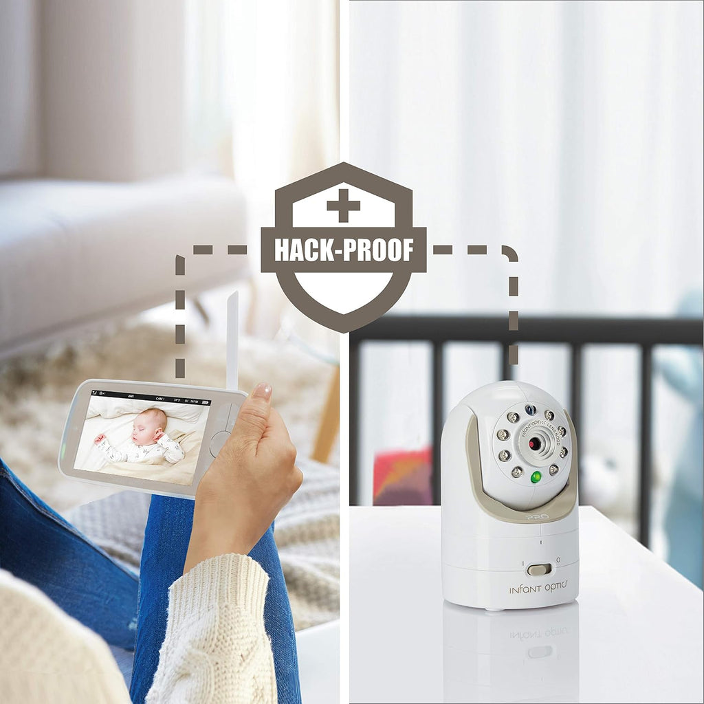 Infant Optics DXR-8 PRO - Patented Active Noise Reduction (ANR), 5' HD Video Baby Monitor with 1 Camera, No WiFi, Hack-Proof,Pan Tilt Zoom, Interchangeable Lens