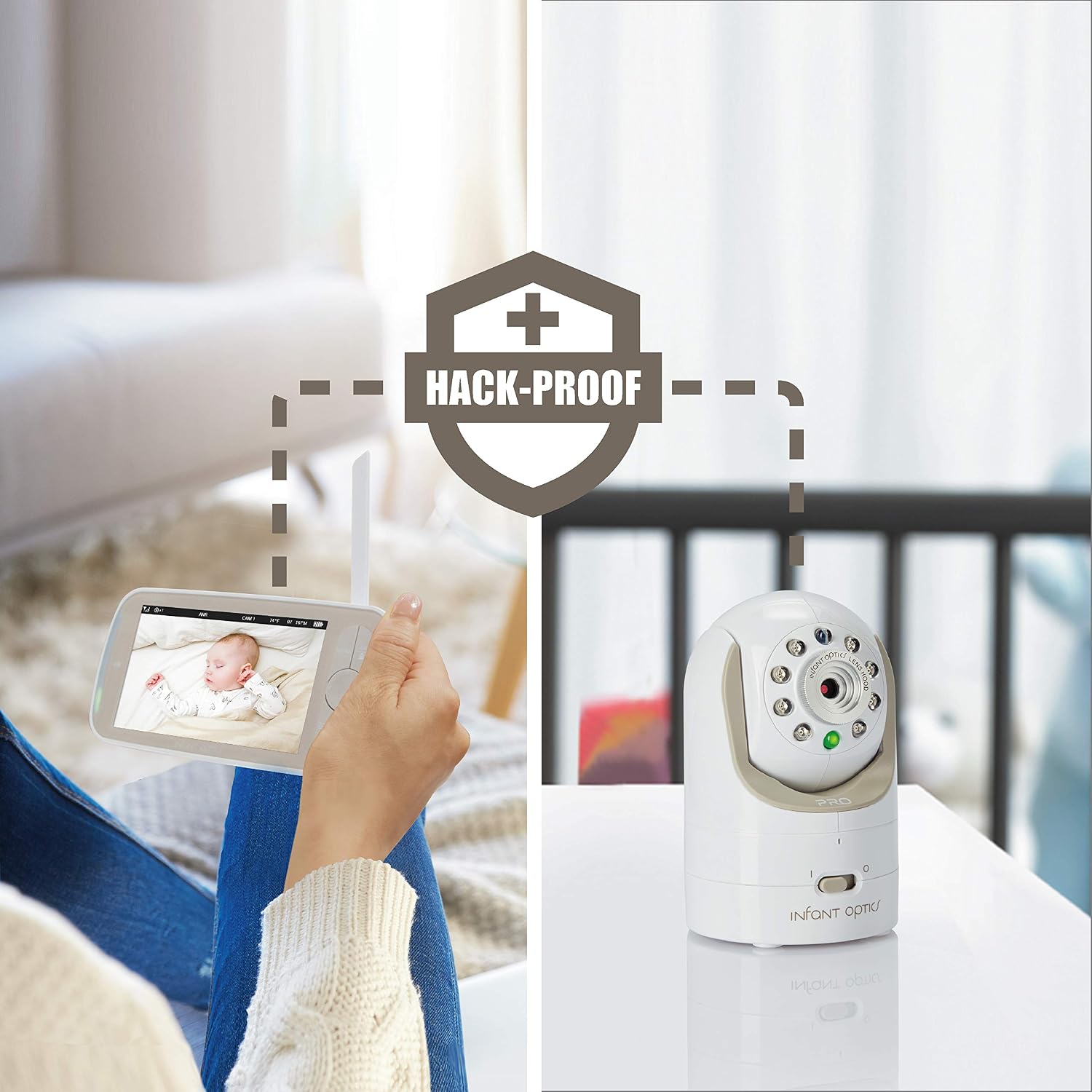 Infant Optics DXR-8 PRO - Patented Active Noise Reduction (ANR), 5' HD Video Baby Monitor with 1 Camera, No WiFi, Hack-Proof,Pan Tilt Zoom, Interchangeable Lens