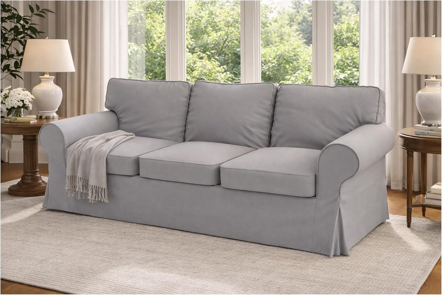Heavy Duty UPPLAND (Not EKTORP) Sofa Cover Replacement Compatible with IKEA UPPLAND 3 Seat Sofa, Loveseat, Armchair, Sectional Corner, or Footstool Slipcover Only (Uppland Sofa Light Gray)