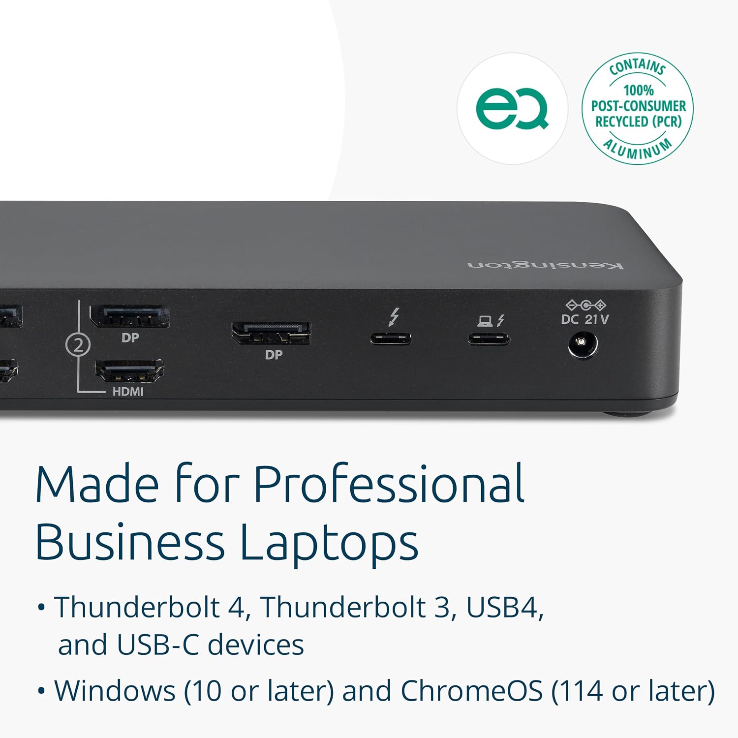 Kensington SD5910T DisplayLink Docking Station Thunderbolt 4, Quad 4K for MacBook Pro/Air M1/M2/M3/M4 with Pro and Max Chipsets, 100W PD, HDMI/DP/TB4, SD/Micro SD Card Slots (K35233NA), Black