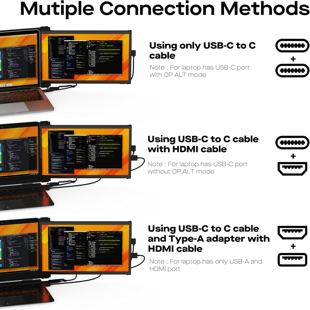 2026 Mobile Pixels Duex Plus DS 13.3' Portable Monitor, USB Type-C/HDMI Plug and Play Laptop Screen Extender, FHD 1080P Laptop Monitor, Compatible with Windows/Mac