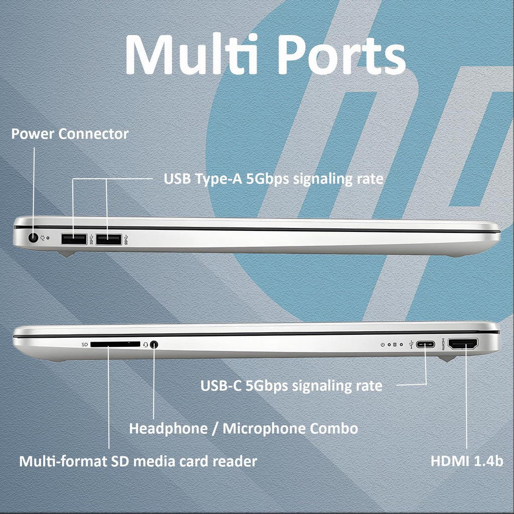 HP 2025 Latest 15.6'' Limited Edition with Microsoft Office 365, Powerful Intel 4-core Processor, 8GB RM, 128GB, 15.6' Micro Edge LED Display, SD Card Reader, HDMI, Windows 11 Pro, WOWPC USB
