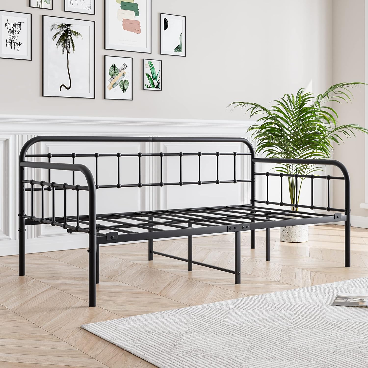 Metal Daybed Frame Twin Size with Steel Slats Platform Furniture,Black…
