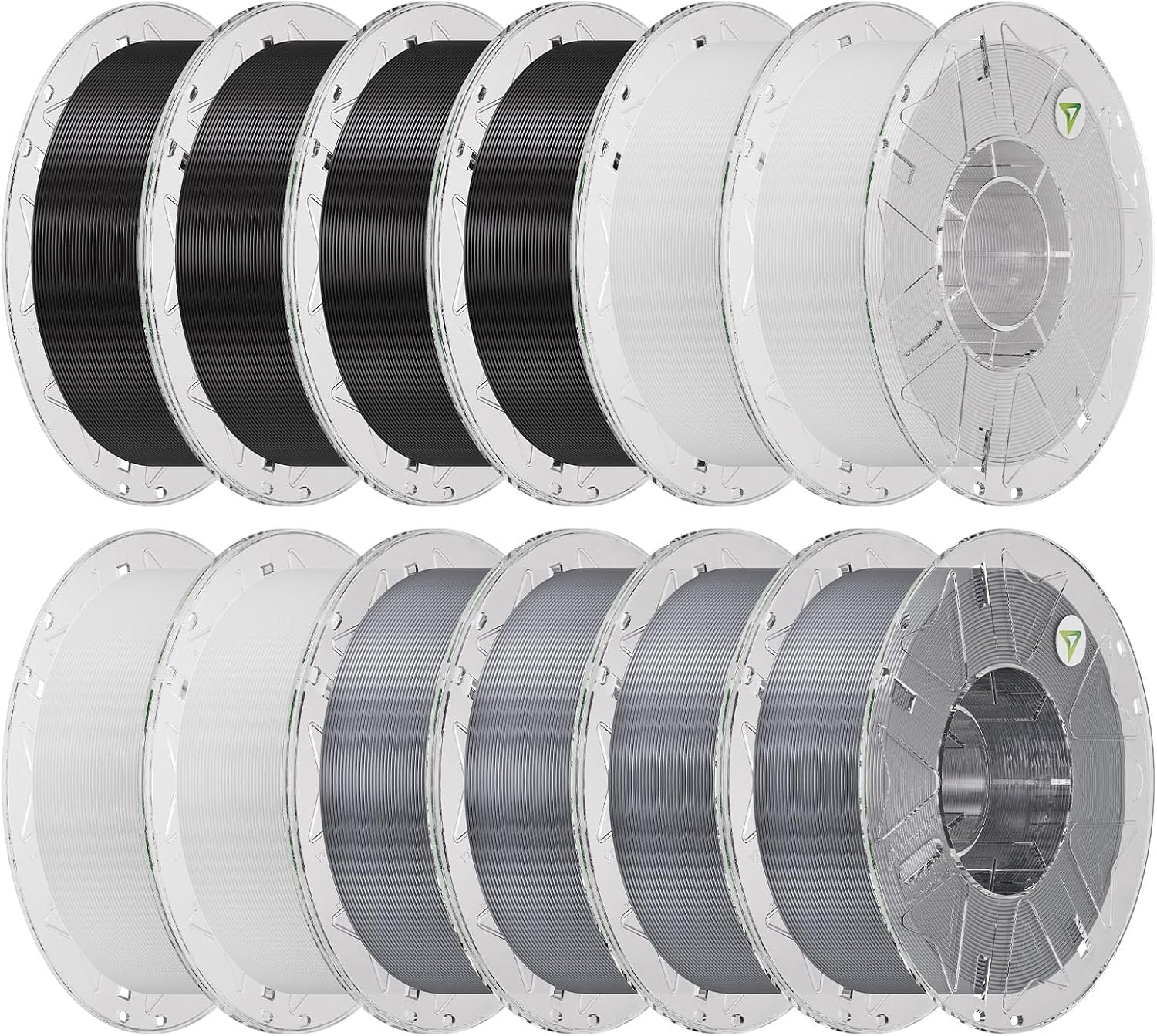 Creality Hyper PLA Filament Bundle 12KG, RFID 3D Printer Filament PLA 1.75mm for High Speed 30-600mm/s, Support CFS, Fits for Most 3D Printers (Black&White&Grey)