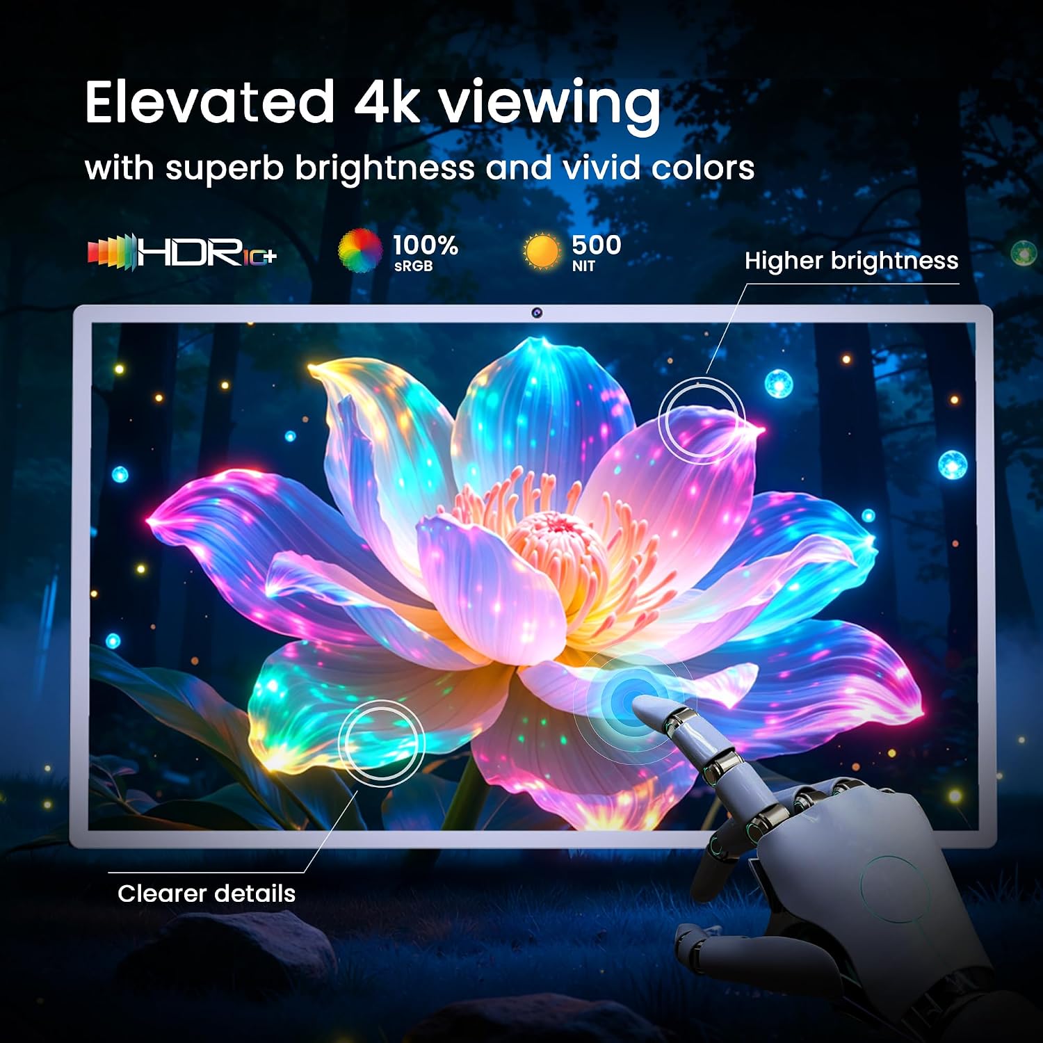 Bisprico 32 Inch UHD 4K Portable Smart TV on Wheels, Qualcomm Snapdragon 710 CPU, Built-in 8-10H Battery, 8+128GB, Android 14 OS Touch Screen Monitor, 8MP Camera, Full Swivel Rotation, Remote Control