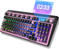 H98 Wireless Mechanical Keyboard,96-Key Hot-Swappable Wired Gaming Keyboard,Tri-Mode Bluetooth 5.0 2.4G USB-C,1.14' Color Screen,Double Knob,6000mAh,RGB,PBT Keycaps for PC Mac iPad-Black