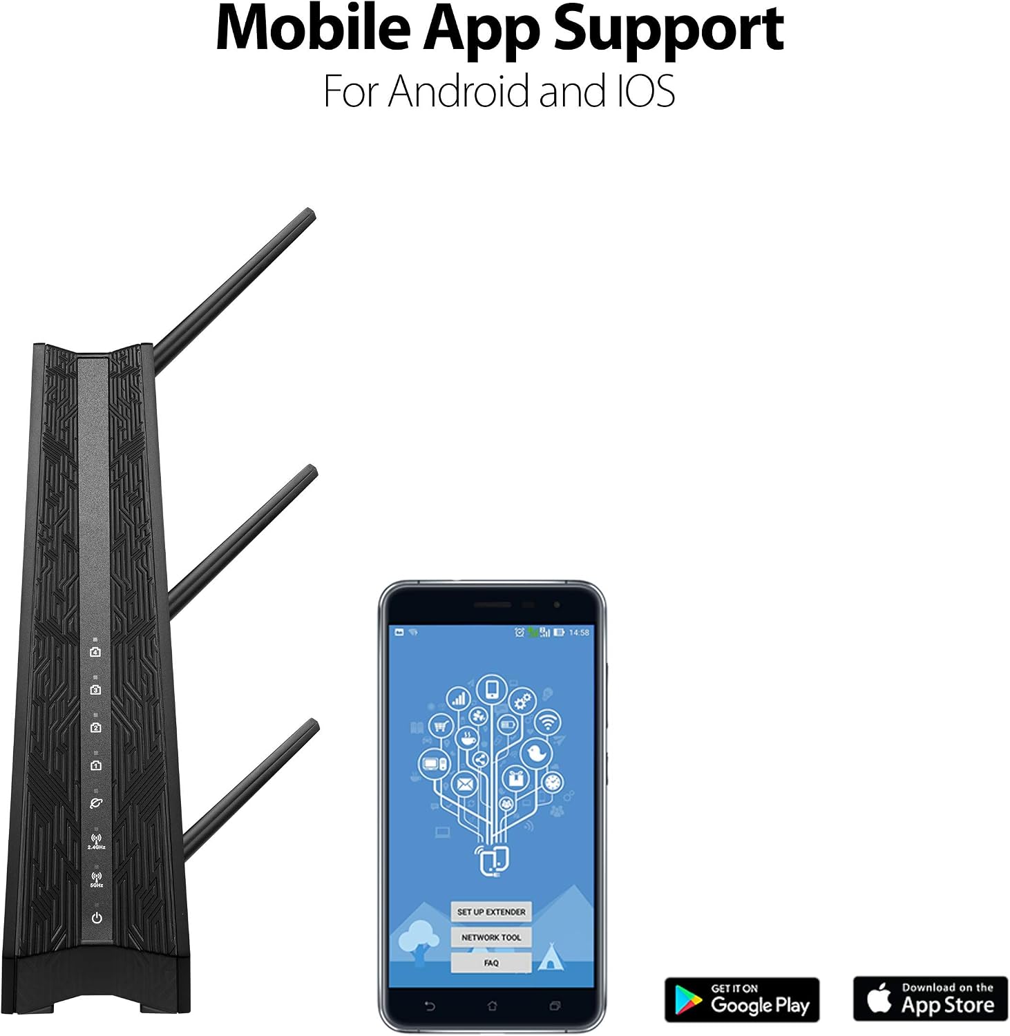 ASUS Dual Band WiFi Repeater & Range Extender (RP-AC1900) - Coverage Up to 3000 sq.ft, Wireless Signal Booster for Home, AiMesh Node, Easy Setup