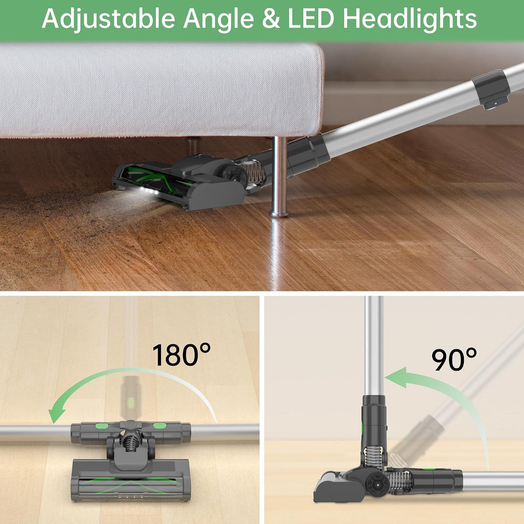 Cordless Stick Vacuum Cleaner, 45KPA Powerful Suction 50Mins Runtime, Lightweight 6-in-1 Vacuum with LED Touch Screen Anti-Tangle for Pet Hair Hard Floor Carpet Home Car