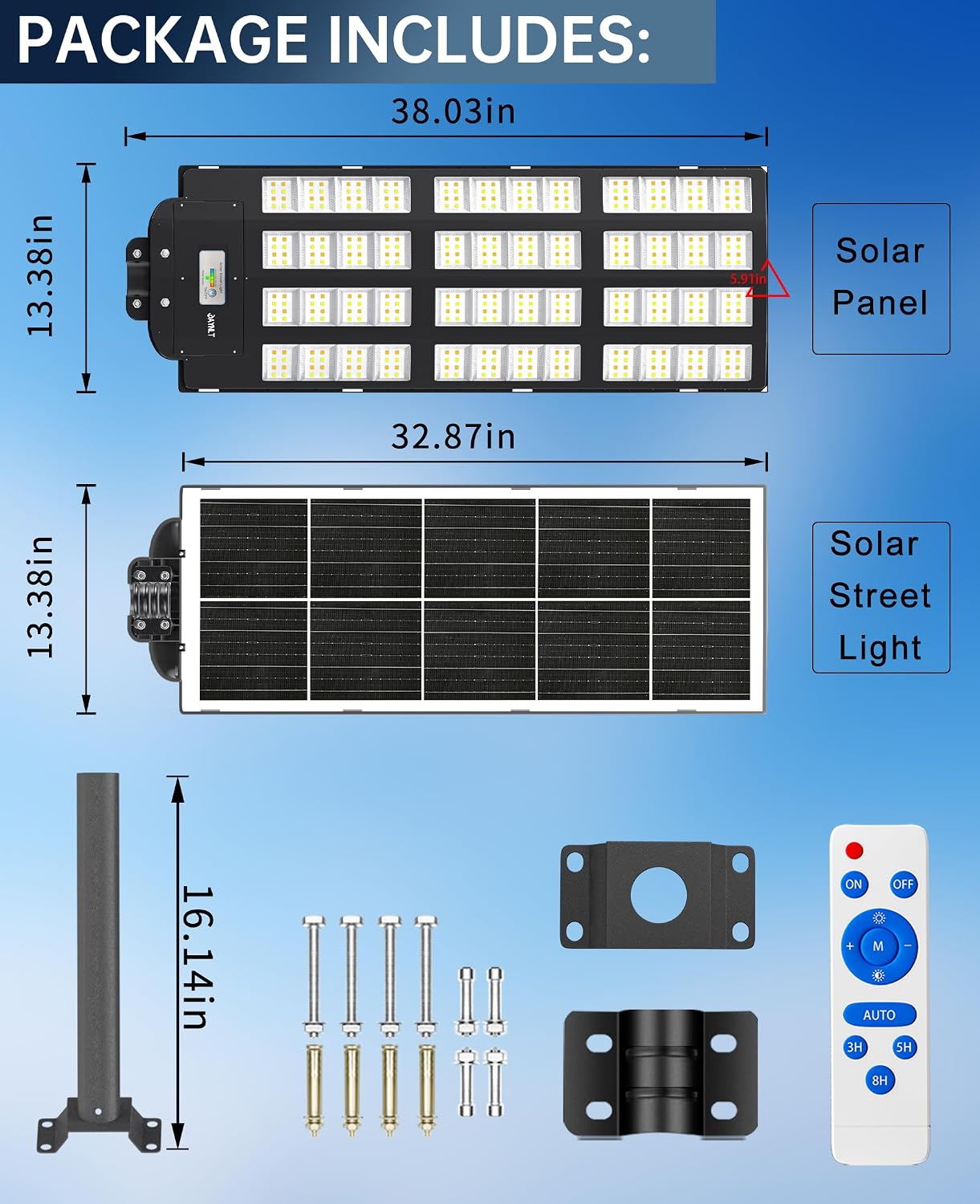 JAYNLT Y-12000W Solar Street Lights Outdoor,3000K/4000K/6500K Commercial Parking Lot Lights Dusk to Dawn,Solar Flood Lights Outdoor for Basketball Court, Yards, Driveways, Farms