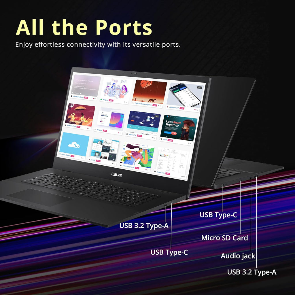 ASUS Chromebook CX1700 17.3' FHD Laptop, Intel Celeron N4500 Processor, 4GB RAM, 128GB eMMC Flash Memory, Intel UHD Graphics, 720P Webcam, Wi-Fi 6, Bluetooth, Chrome OS, Gray (Renewed)