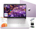 HP 14 Laptop Computer 2025 Ultra Light, AI Copilot Student Business, Quad-Core Intel, 16GB RAM, 628GB Storage (128GB UFS+ 500GB Ext), 1 Yr Office 365, 12 Hr Battery MarxsolAccessory Win 11S, Lavender