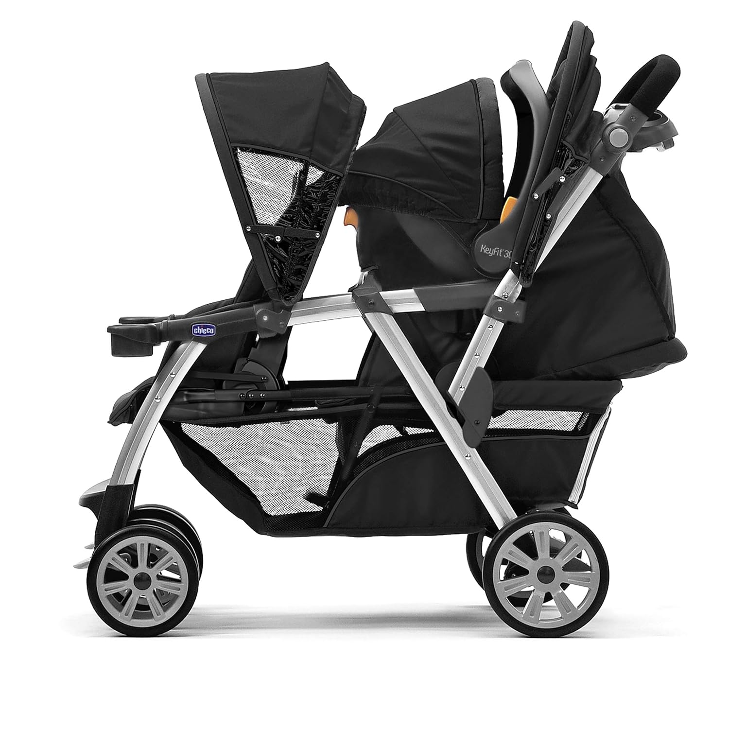 Chicco Cortina Together Double Stroller - Minerale, Black/Silver