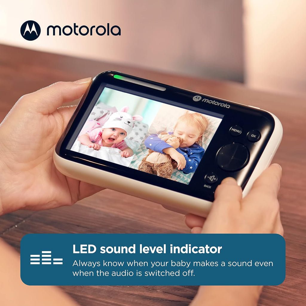 Motorola Nursery Video Baby Monitor with 2 Cameras and Audio, Wall or Table Mount , Long Range, 2-Way Audio, Temperature Sensor, Lullabies, White Noise, No WiFi, PIP1500-2