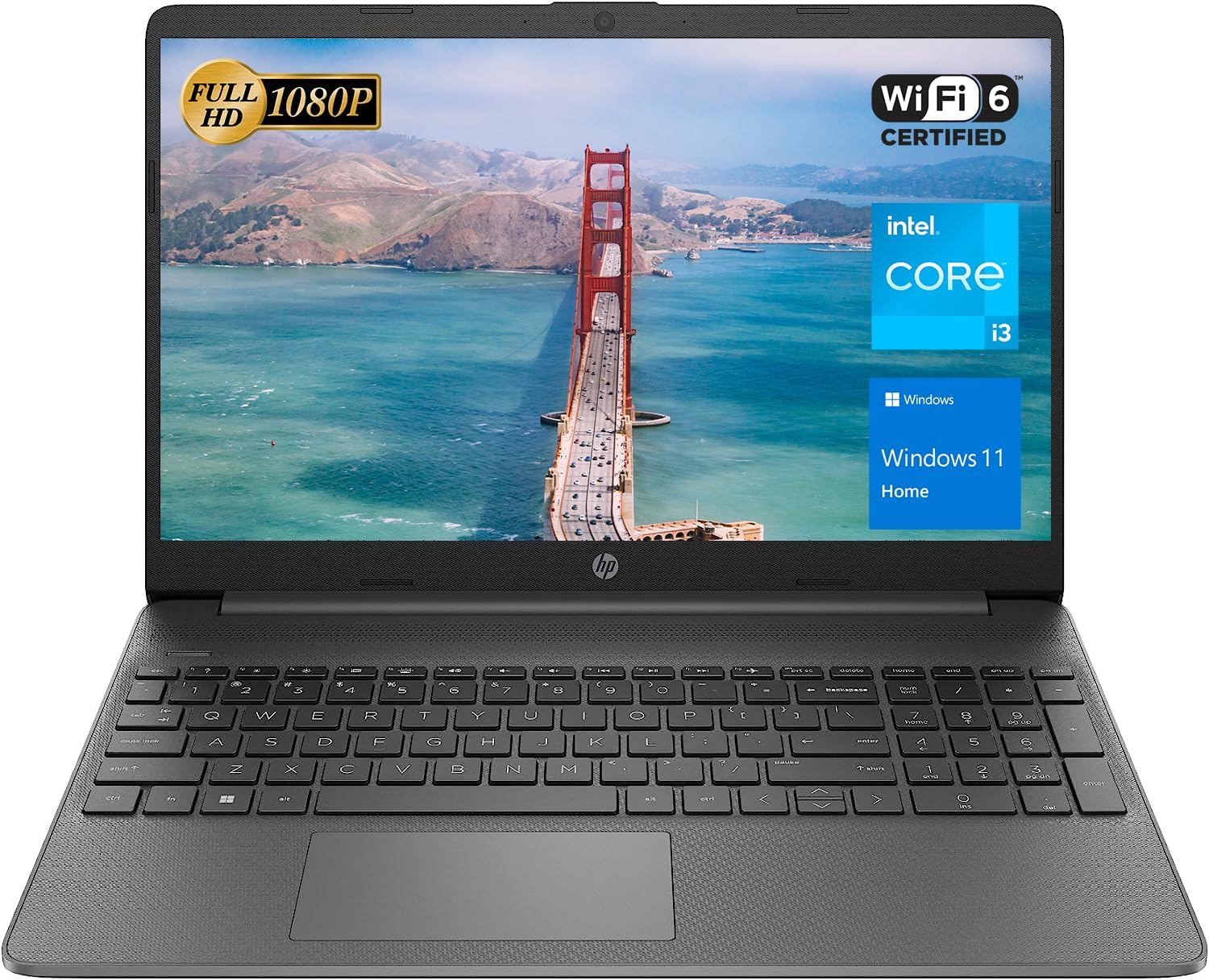 HP Essential Laptop, 15.6' FHD Display, Intel Core i3-1215U Processor, 16GB RAM, 1TB SSD, Webcam, Wi-Fi 6, HDMI, Windows 11 Home, KKE Accessories, Gray