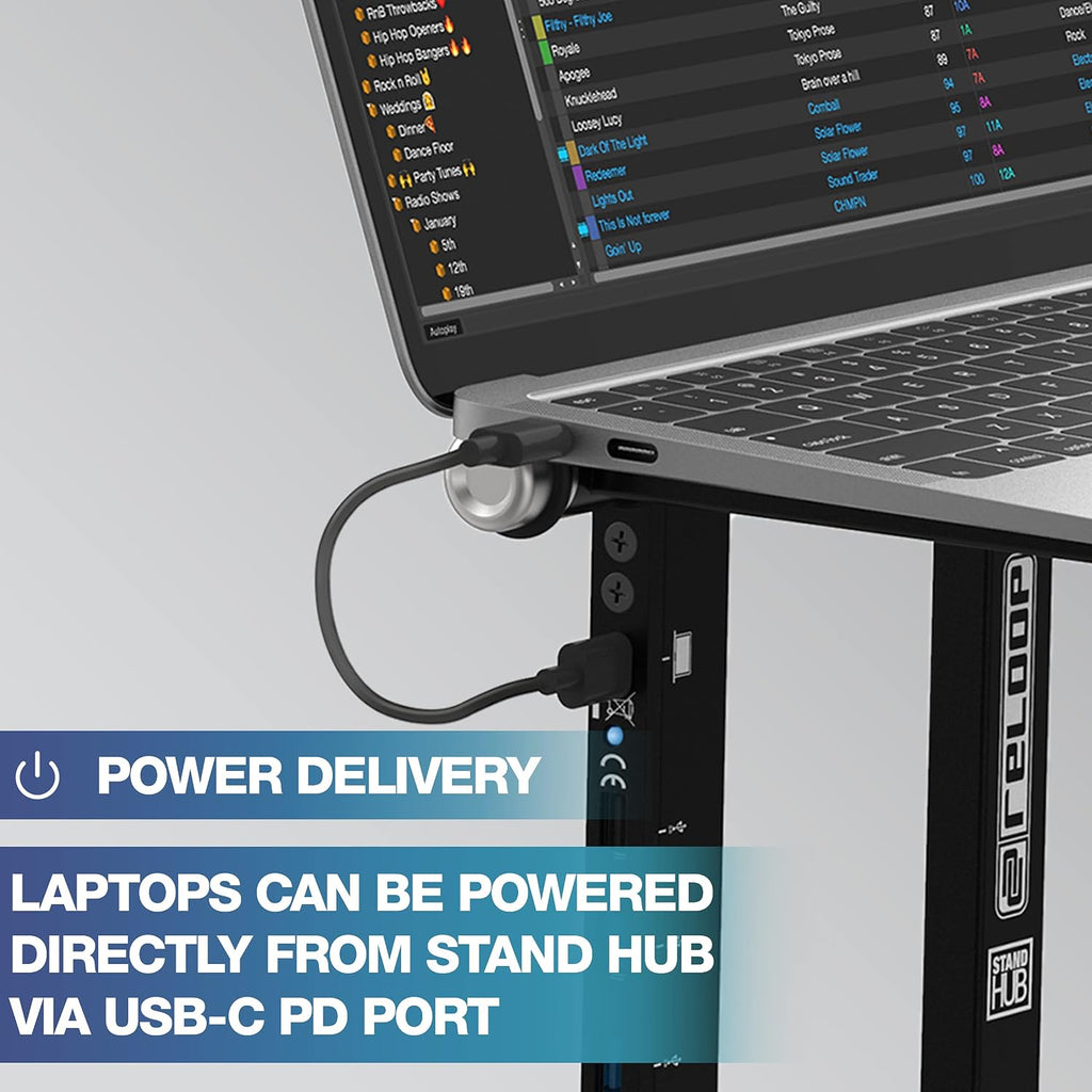 Reloop Advanced Laptop Stand with USB-C PD Hub (AMS, black (AMS-STAND-HUB)