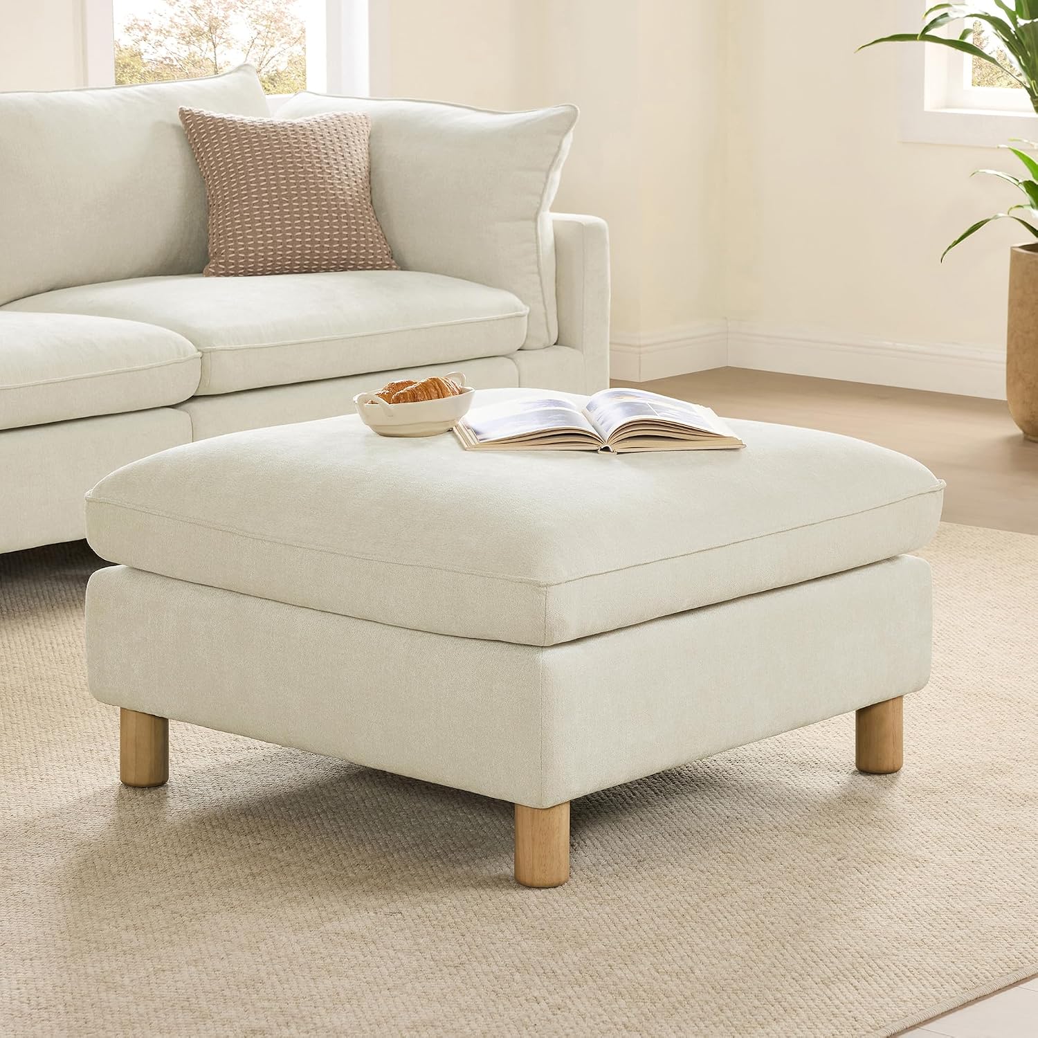 CHITA 127' Super Large Sectional Couches for Living Room, Modular Cloud Couch Sectional Sofa, Premium Fabric Couches, Down Filled, High Density Foam, Chenille in Cream, 5 Seat U Shaped