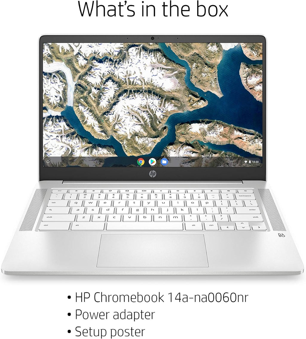 HP Chromebook 14-inch FHD Laptop, Intel Celeron N4000, 4 GB RAM, 32 GB eMMC, Chrome (14a-na0060nr, Ceramic White)
