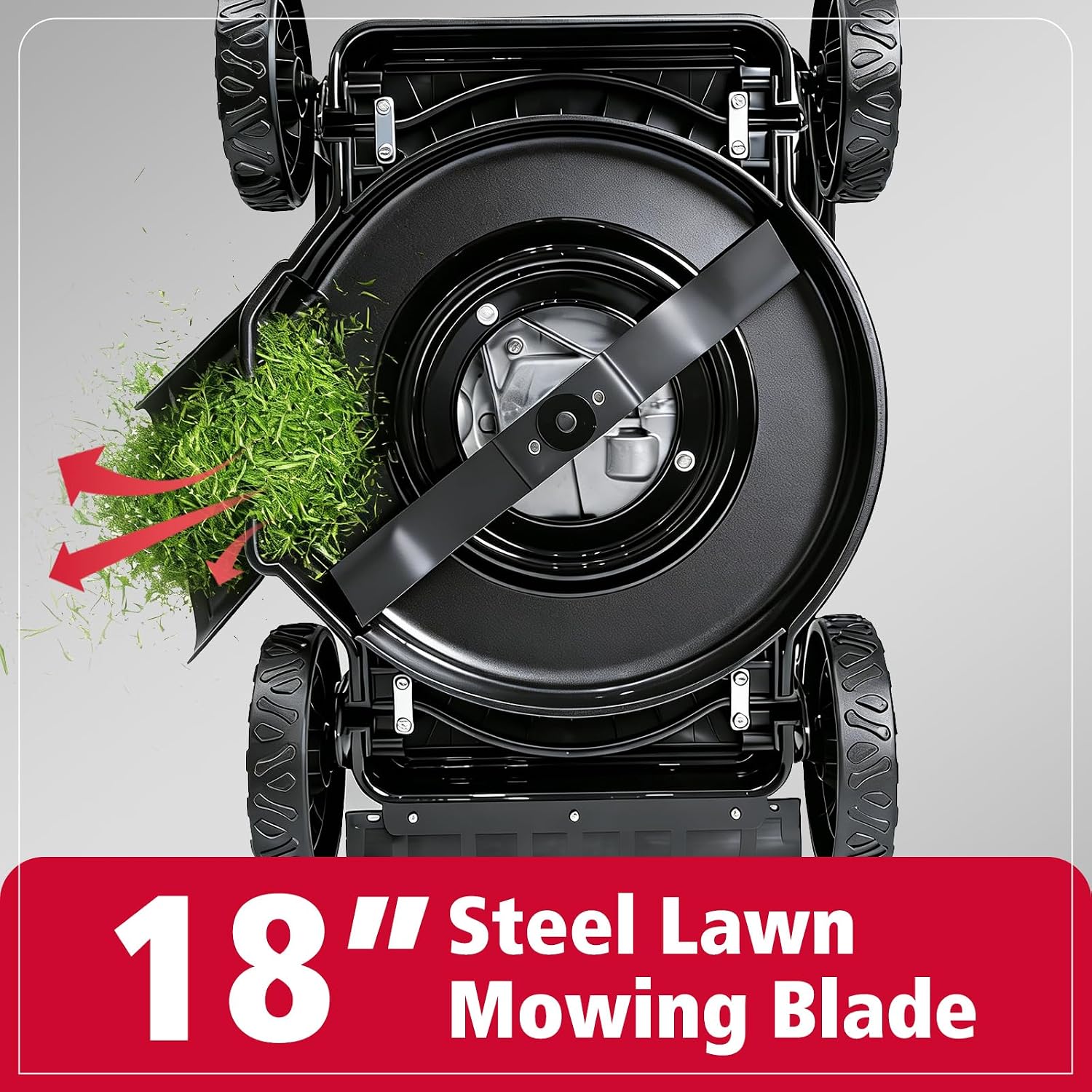 PowerSmart 18' 144CC Gas Lawn Mower, 5-Position Height Adjustment, Metal Deck, Foldable Design, Up to 1/4 Acre